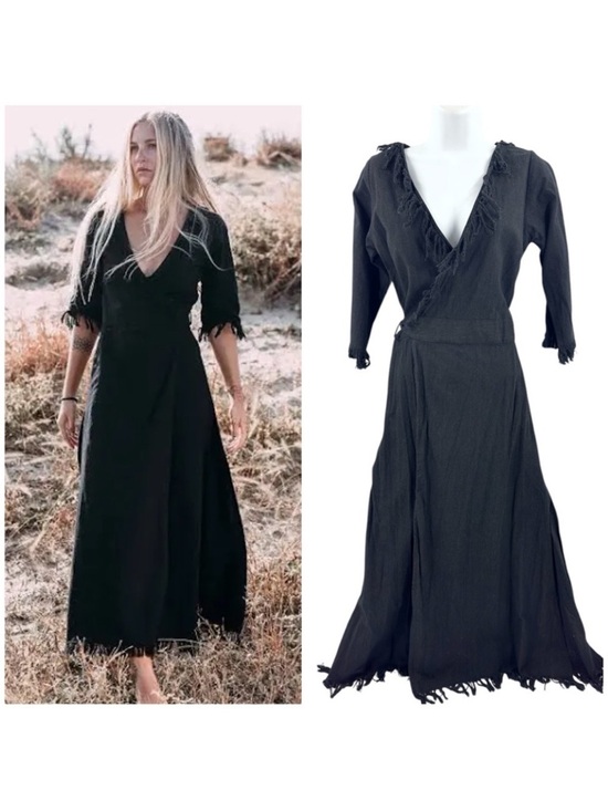 Chintamani Alchemistry Dresses & Skirts - Chintamani Alchemistry Goddess Wrap Dress Womens Medium Fringe Maxi Boho Witchy
